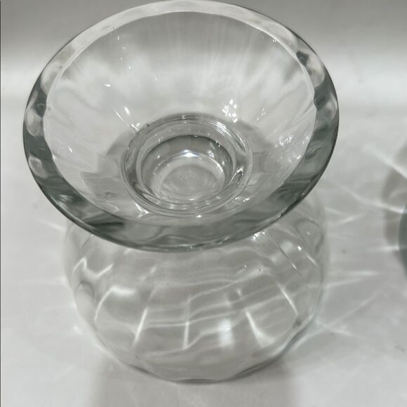 Libby Vintage Clear Glass Ribbed Compote Dessert Dish Scalloped Pedestal 2 Bowls - Picture 6 of 13